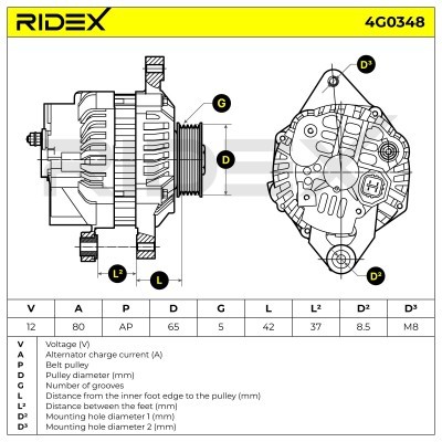 Alternator RIDEX 4G0348 4G0348 - photo 8