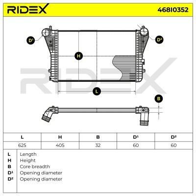 Intercooler, Charger RIDEX 468I0352 468I0352 - photo 8