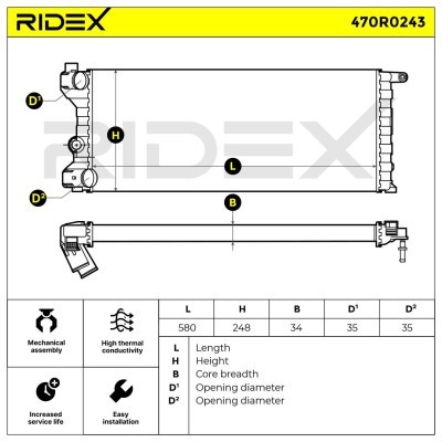 Radiator, Engine Cooling RIDEX 470R0243 470R0243 - photo 7