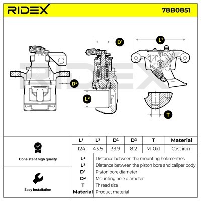 Brake Caliper RIDEX 78B0851 78B0851 - photo 6