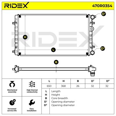 Radiator, Engine Cooling RIDEX 470R0354 470R0354 - photo 5
