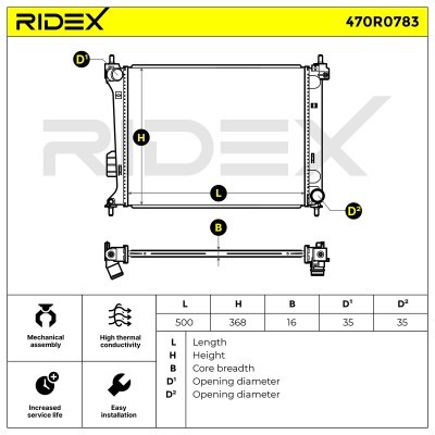 Radiator, Engine Cooling RIDEX 470R0783 470R0783 - photo 5