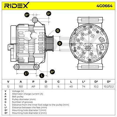 Alternator RIDEX 4G0664 4G0664 - photo 7