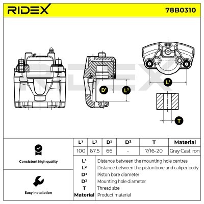 Brake Caliper RIDEX 78B0310 78B0310 - photo 2