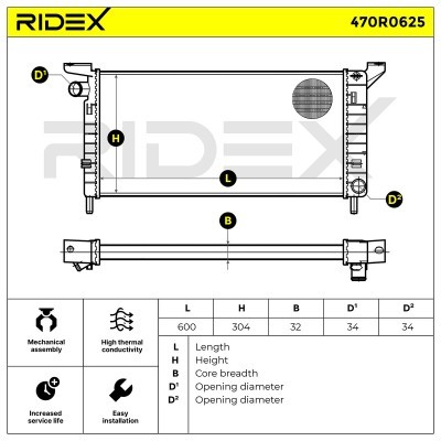 Radiator, Engine Cooling RIDEX 470R0625 470R0625 - photo 5