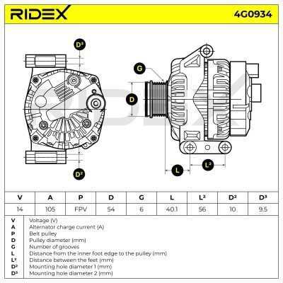 Alternator RIDEX 4G0934 4G0934 - photo 6