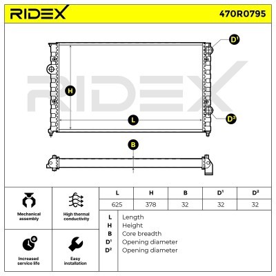 Radiator, Engine Cooling RIDEX 470R0795 470R0795 - photo 6