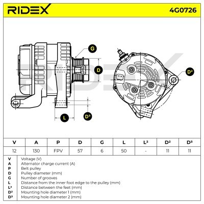 Alternator RIDEX 4G0726 4G0726 - photo 7
