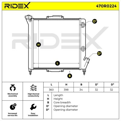 Radiator, Engine Cooling RIDEX 470R0224 470R0224 - photo 9