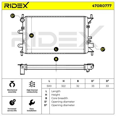 Radiator, Engine Cooling RIDEX 470R0777 470R0777 - photo 5
