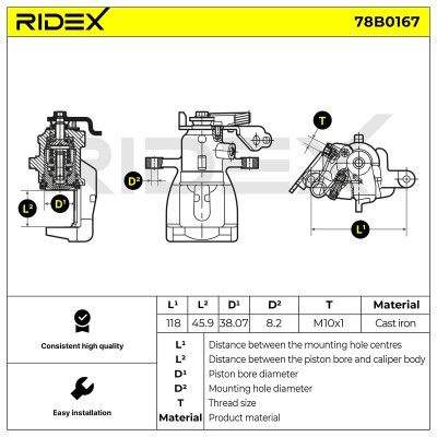Brake Caliper RIDEX 78B0167 78B0167 - photo 5