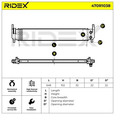 Radiator, Engine Cooling RIDEX 470R1038 470R1038 - photo 6