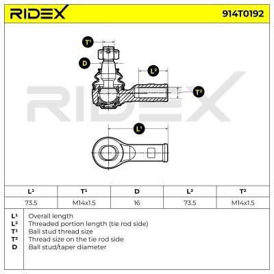 Tie Rod End RIDEX 914T0192 914T0192 - photo 5