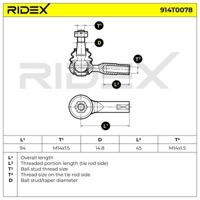 Tie Rod End RIDEX 914T0078 914T0078 - photo 6