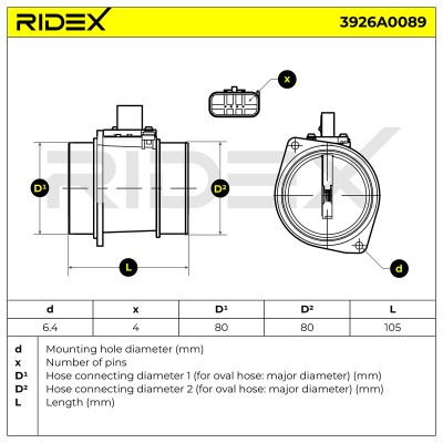 Air Mass Sensor RIDEX 3926A0089 3926A0089 - photo 6