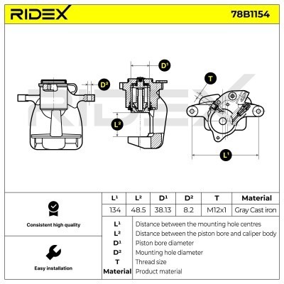 Brake Caliper RIDEX 78B1154 78B1154 - photo 7