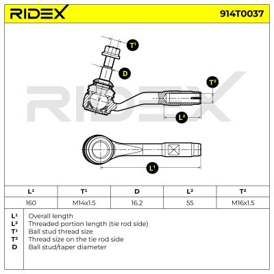 Tie Rod End RIDEX 914T0037 914T0037 - photo 5