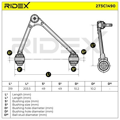 Control Arm RIDEX 273C1490 273C1490 - photo 8