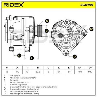 Alternator RIDEX 4G0799 4G0799 - photo 6