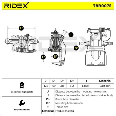 Brake Caliper RIDEX 78B0075 78B0075 - photo 2