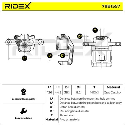 Brake Caliper RIDEX 78B1557 78B1557 - photo 6