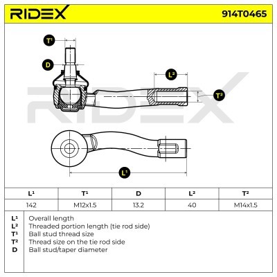 Tie Rod End RIDEX 914T0465 914T0465 - photo 5