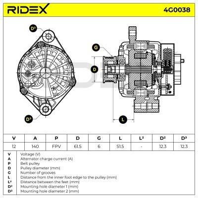 Alternator RIDEX 4G0038 4G0038 - photo 7