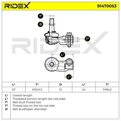 Tie Rod End RIDEX 914T0053 914T0053 - photo 6