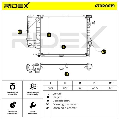 Radiator, Engine Cooling RIDEX 470R0019 470R0019 - photo 5