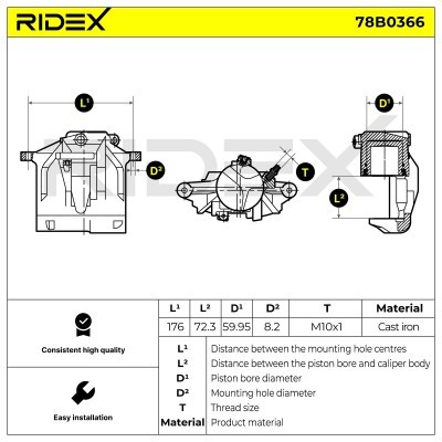 Brake Caliper RIDEX 78B0366 78B0366 - photo 5