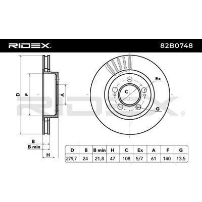 Brake Disc RIDEX 82B0748 82B0748 - photo 5