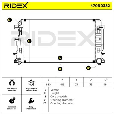 Radiator, Engine Cooling RIDEX 470R0382 470R0382 - photo 4