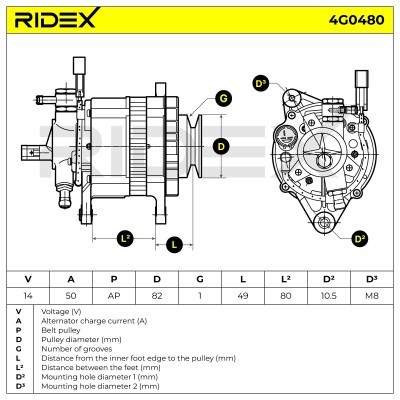 Alternator RIDEX 4G0480 4G0480 - photo 7