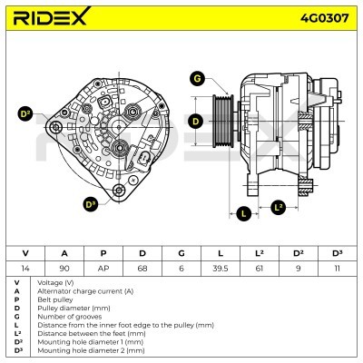 Alternator RIDEX 4G0307 4G0307 - photo 5