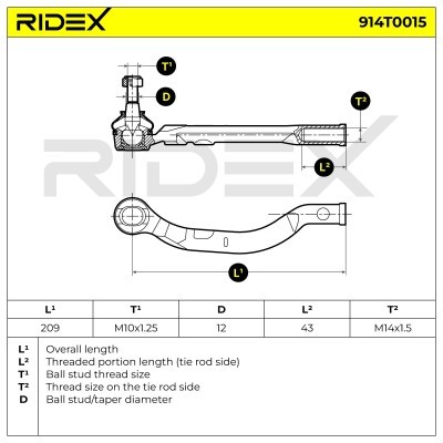 Tie Rod End RIDEX 914T0015 914T0015 - photo 3