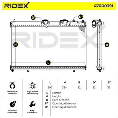 Radiator, Engine Cooling RIDEX 470R0391 470R0391 - photo 5