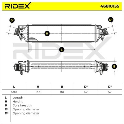 Intercooler, Charger RIDEX 468I0155 468I0155 - photo 6