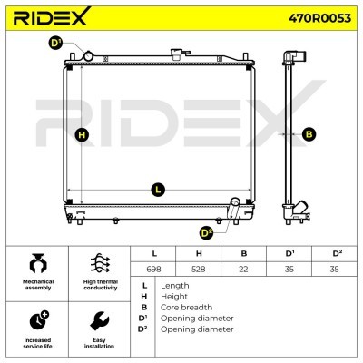 Radiator, Engine Cooling RIDEX 470R0053 470R0053 - photo 3