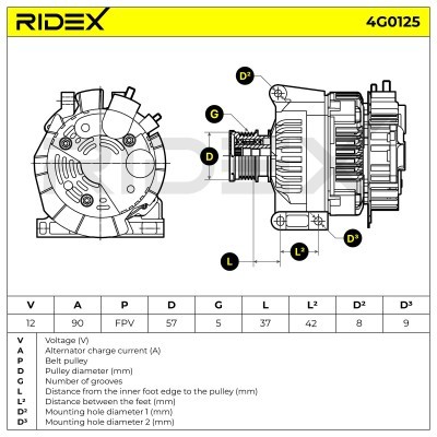 Alternator RIDEX 4G0125 4G0125 - photo 7