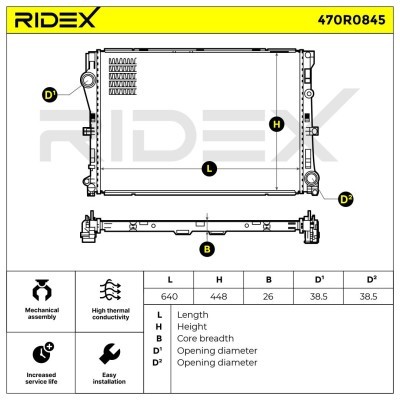 Radiator, Engine Cooling RIDEX 470R0845 470R0845 - photo 5