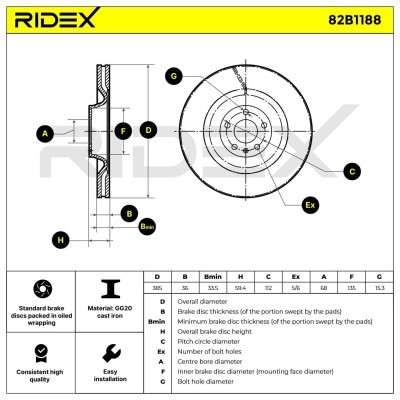 Brake Disc RIDEX 82B1188 82B1188 - photo 3