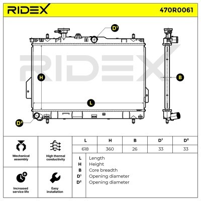 Radiator, Engine Cooling RIDEX 470R0061 470R0061 - photo 4
