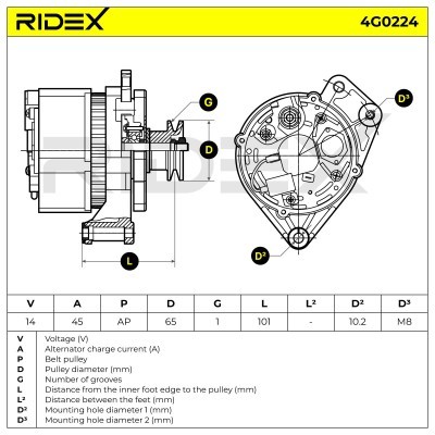 Alternator RIDEX 4G0224 4G0224 - photo 5