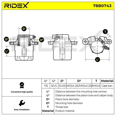 Brake Caliper RIDEX 78B0743 78B0743 - photo 5