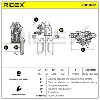Brake Caliper RIDEX 78B1622 78B1622 - photo 2