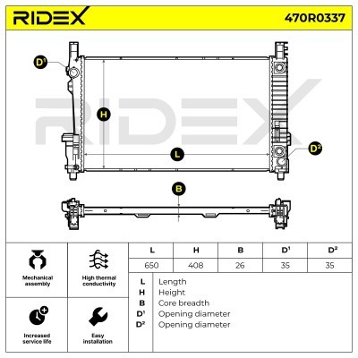 Radiator, Engine Cooling RIDEX 470R0337 470R0337 - photo 6