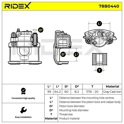 Brake Caliper RIDEX 78B0440 78B0440 - photo 6