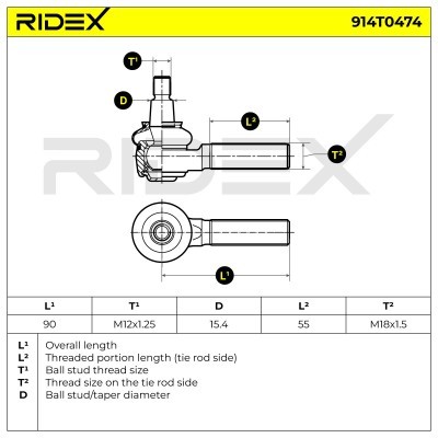 Tie Rod End RIDEX 914T0474 914T0474 - photo 6