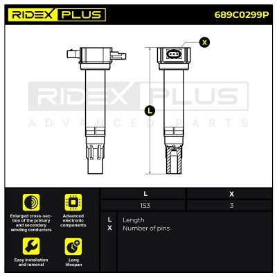 Ignition Coil RIDEX 689C0299P 689C0299P - photo 2