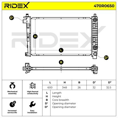 Radiator, Engine Cooling RIDEX 470R0650 470R0650 - photo 5
